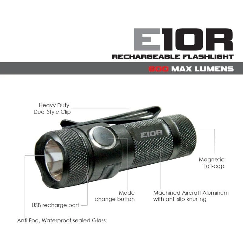 Powertac E10R - 600 Lumen USB Rechargeable Flashlight - Image 3