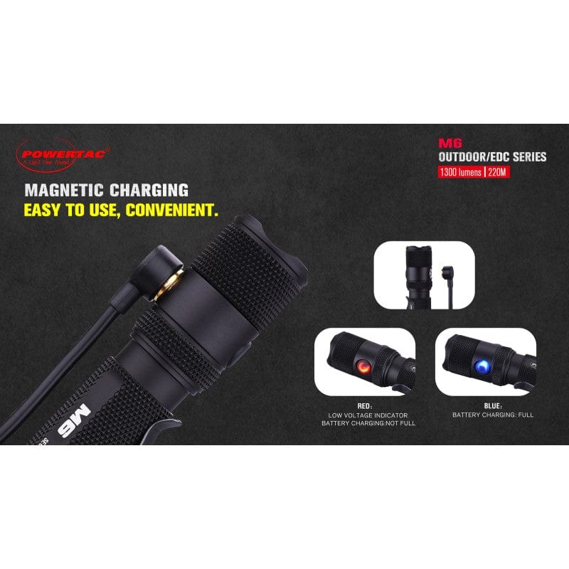 Powertac M6 - 1300 Lumen USB Rechargeable LED Flashlight with Magnetic Base - Image 9