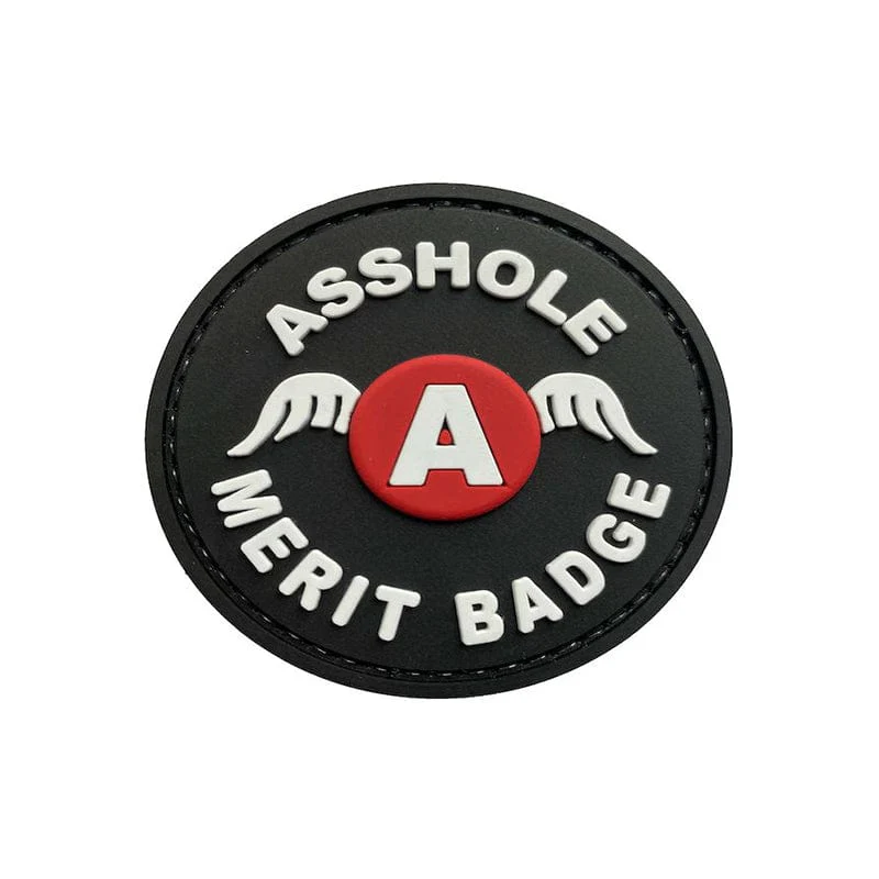 Valhalla Asshole Merit Badge Black and Red Patch