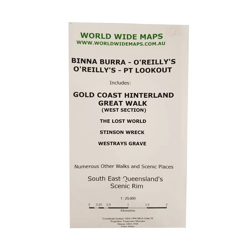World Wide Maps Binna Burra - O'Reillys Map
