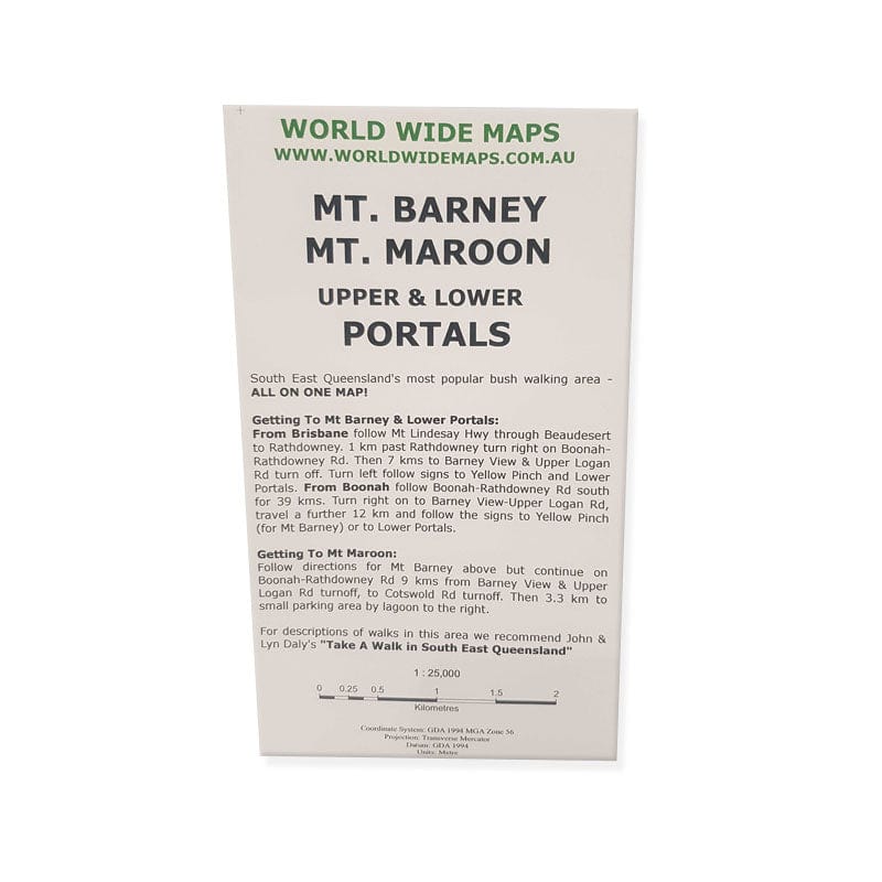 World Wide Maps Mt. Barney Mt. Maroon Upper & Lower Portals Map - Image 2