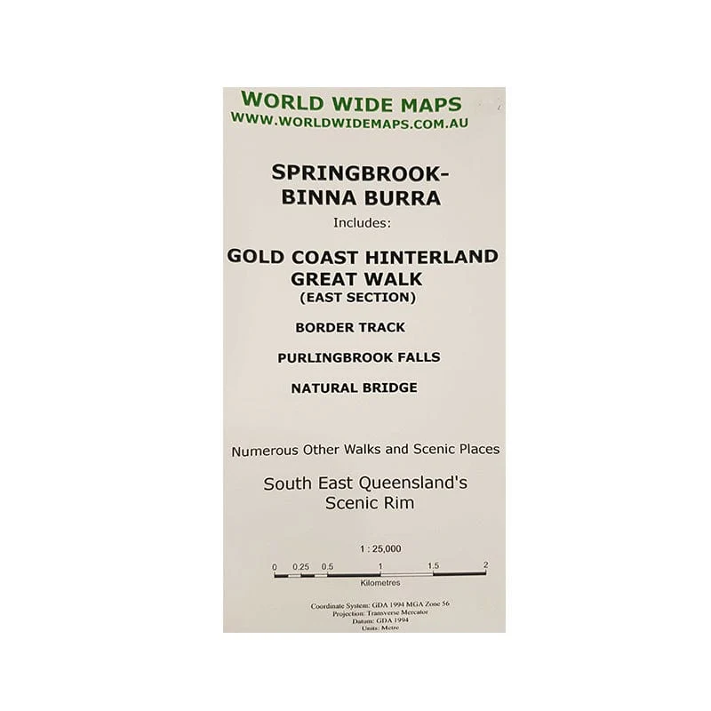 World Wide Maps Springbrook Binna Burra Topographic Map - Image 3